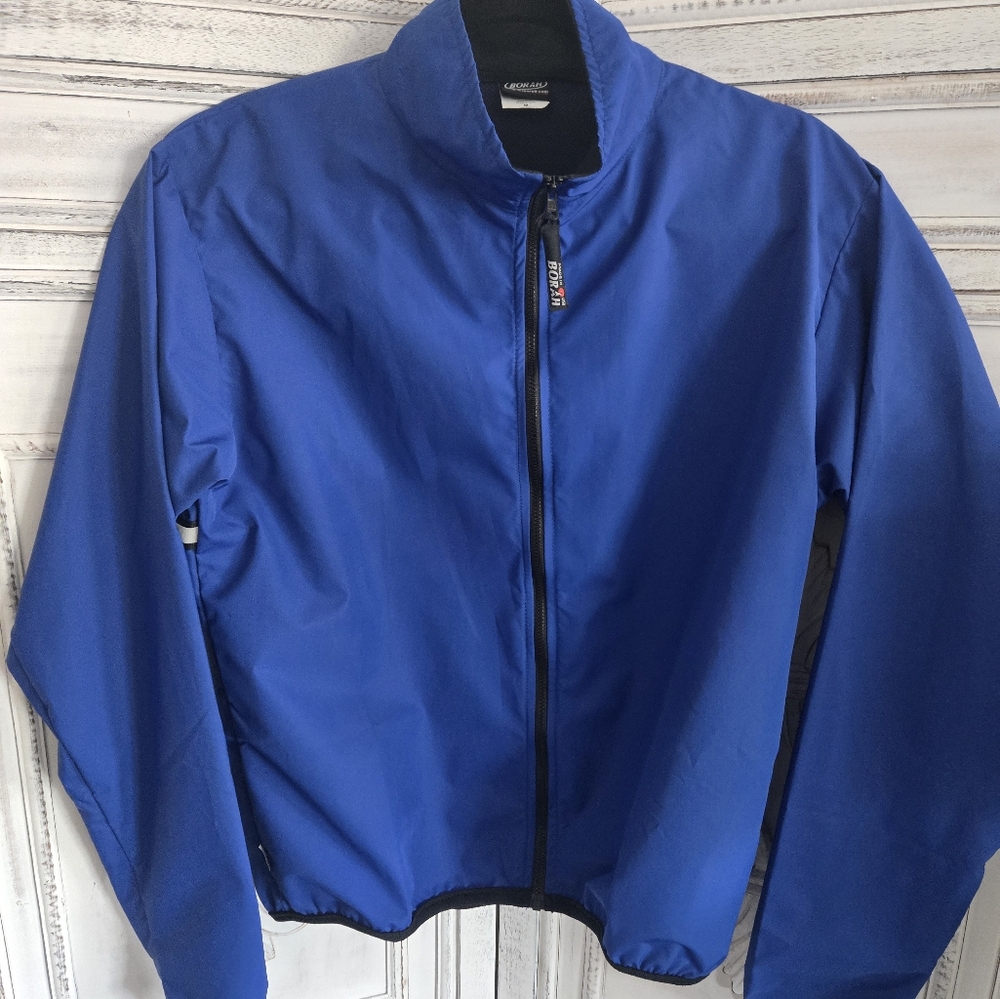 Borah Bike Windbreaker Blue Jacket With Safety Stripe M & L Navy Blue with Black